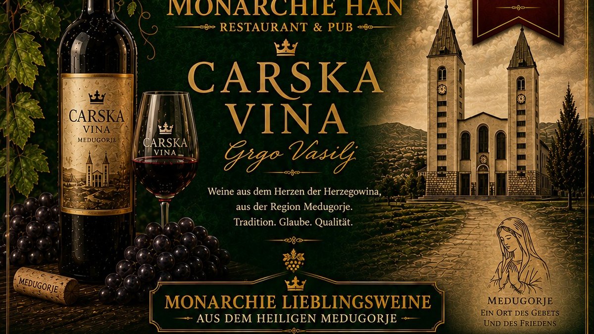 Carska Vina Flasche mit gef&uuml;lltem Rotweinglas